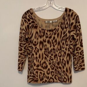 Neiman Marcus Brown Animal Print Sweater